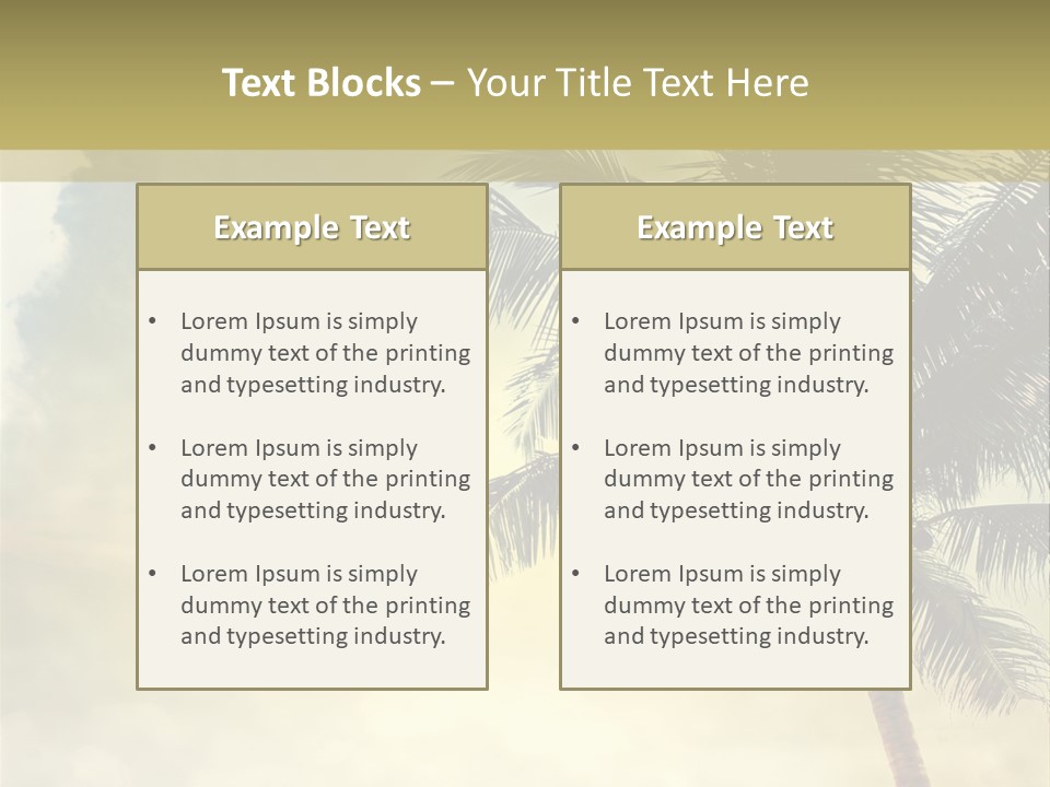 A Palm Tree On A Sandy Beach With The Ocean In The Background PowerPoint Template