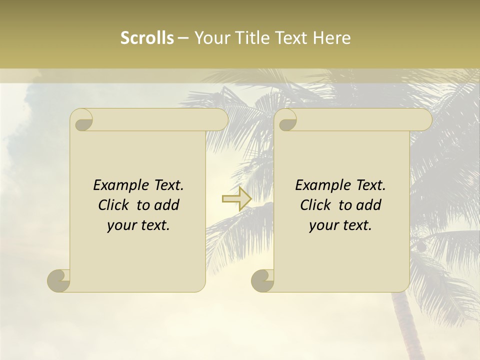 A Palm Tree On A Sandy Beach With The Ocean In The Background PowerPoint Template