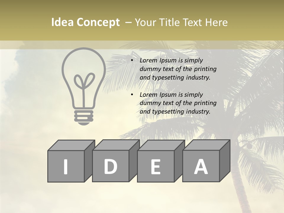 A Palm Tree On A Sandy Beach With The Ocean In The Background PowerPoint Template