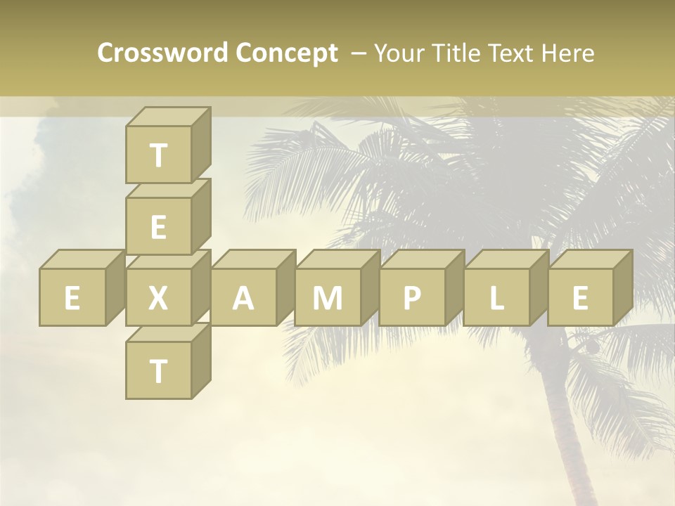 A Palm Tree On A Sandy Beach With The Ocean In The Background PowerPoint Template