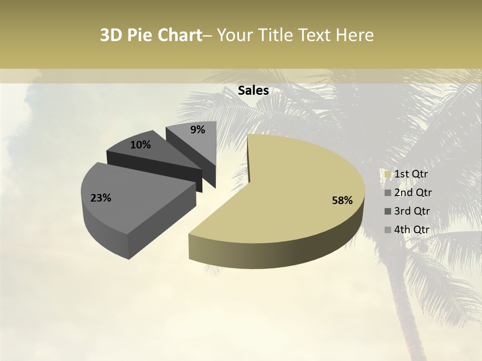 A Palm Tree On A Sandy Beach With The Ocean In The Background PowerPoint Template