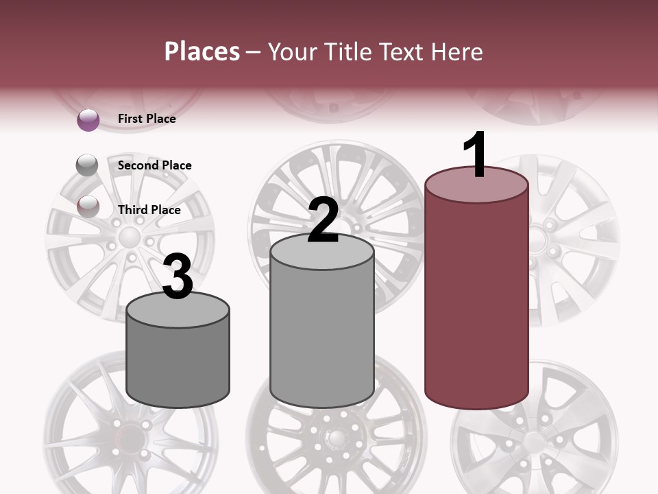 A Set Of Four Different Types Of Wheel Rims PowerPoint Template