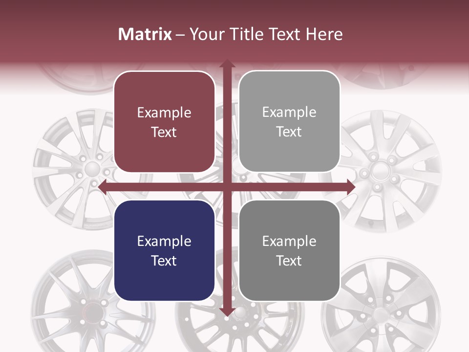 A Set Of Four Different Types Of Wheel Rims PowerPoint Template