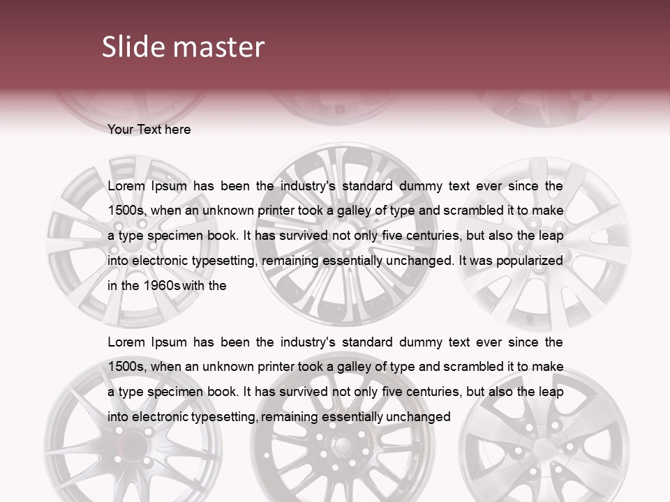 A Set Of Four Different Types Of Wheel Rims PowerPoint Template