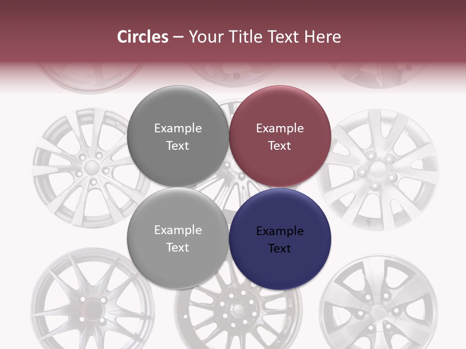 A Set Of Four Different Types Of Wheel Rims PowerPoint Template