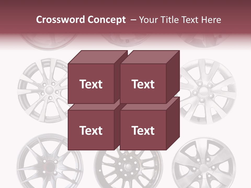 A Set Of Four Different Types Of Wheel Rims PowerPoint Template