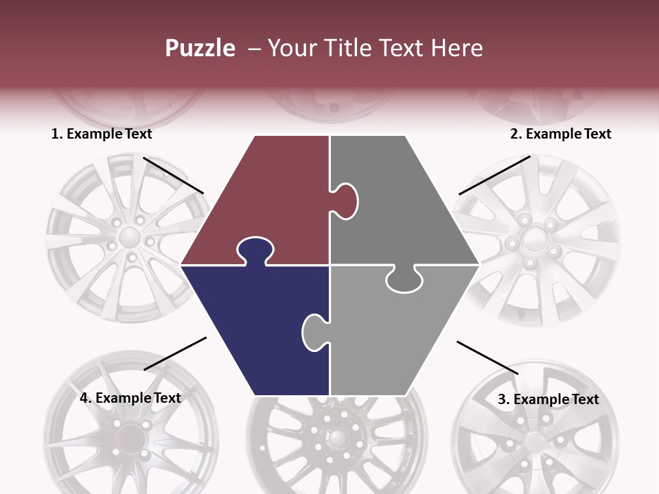A Set Of Four Different Types Of Wheel Rims PowerPoint Template