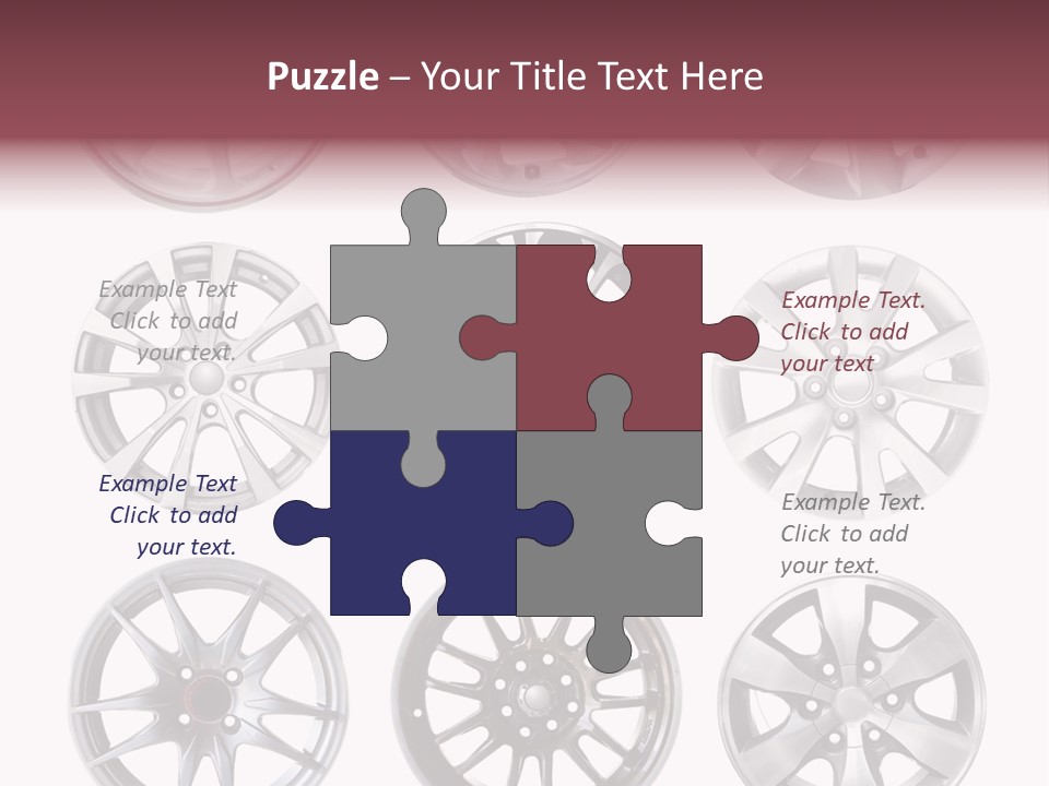 A Set Of Four Different Types Of Wheel Rims PowerPoint Template