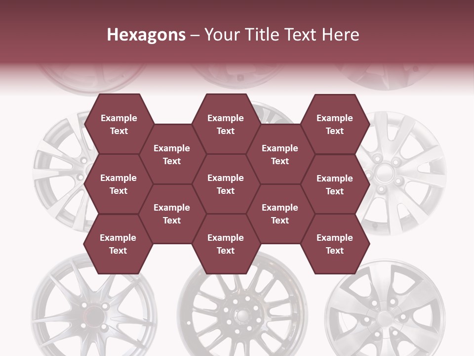A Set Of Four Different Types Of Wheel Rims PowerPoint Template