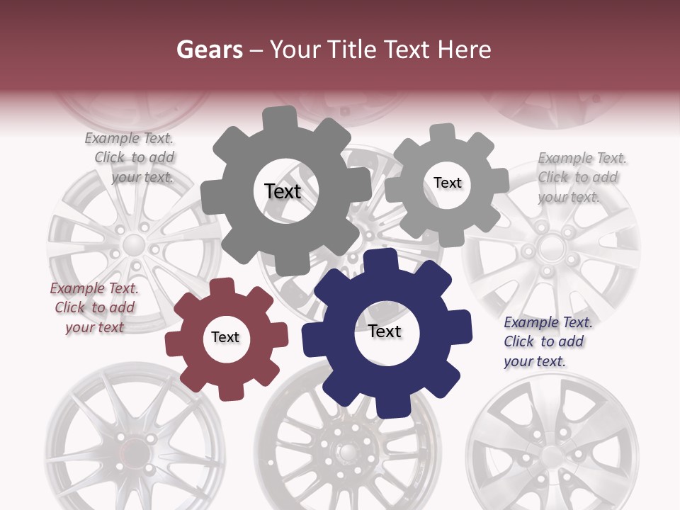 A Set Of Four Different Types Of Wheel Rims PowerPoint Template
