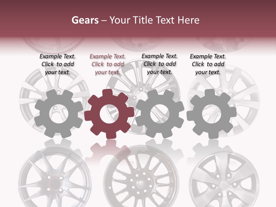 A Set Of Four Different Types Of Wheel Rims PowerPoint Template