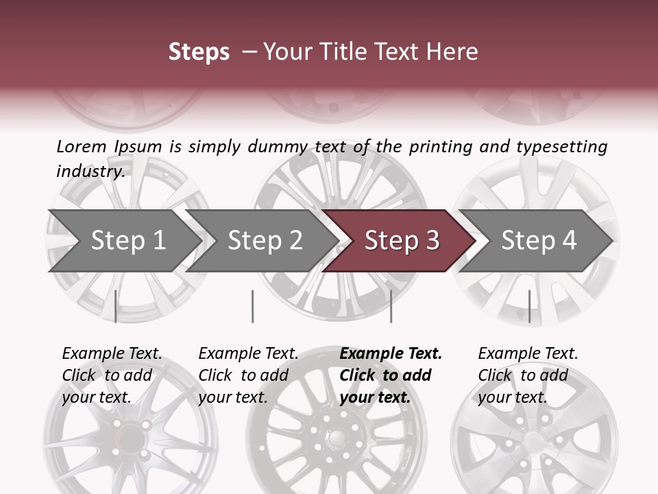 A Set Of Four Different Types Of Wheel Rims PowerPoint Template