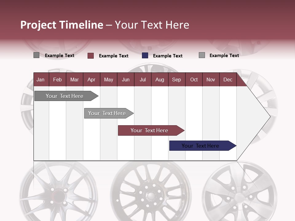 A Set Of Four Different Types Of Wheel Rims PowerPoint Template