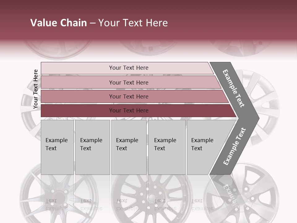 A Set Of Four Different Types Of Wheel Rims PowerPoint Template