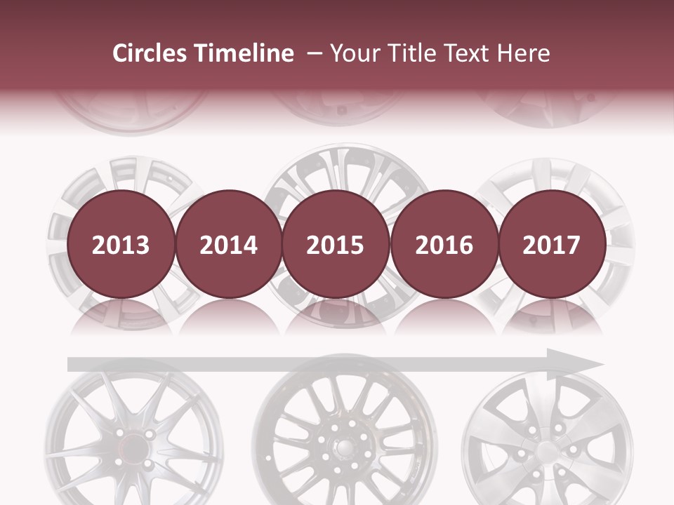 A Set Of Four Different Types Of Wheel Rims PowerPoint Template