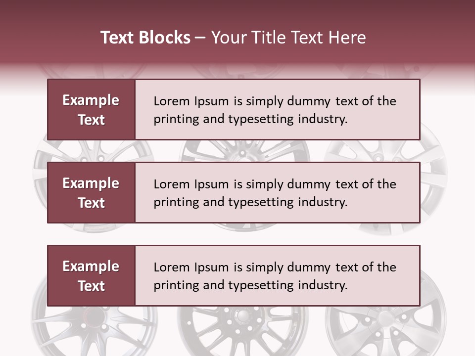 A Set Of Four Different Types Of Wheel Rims PowerPoint Template