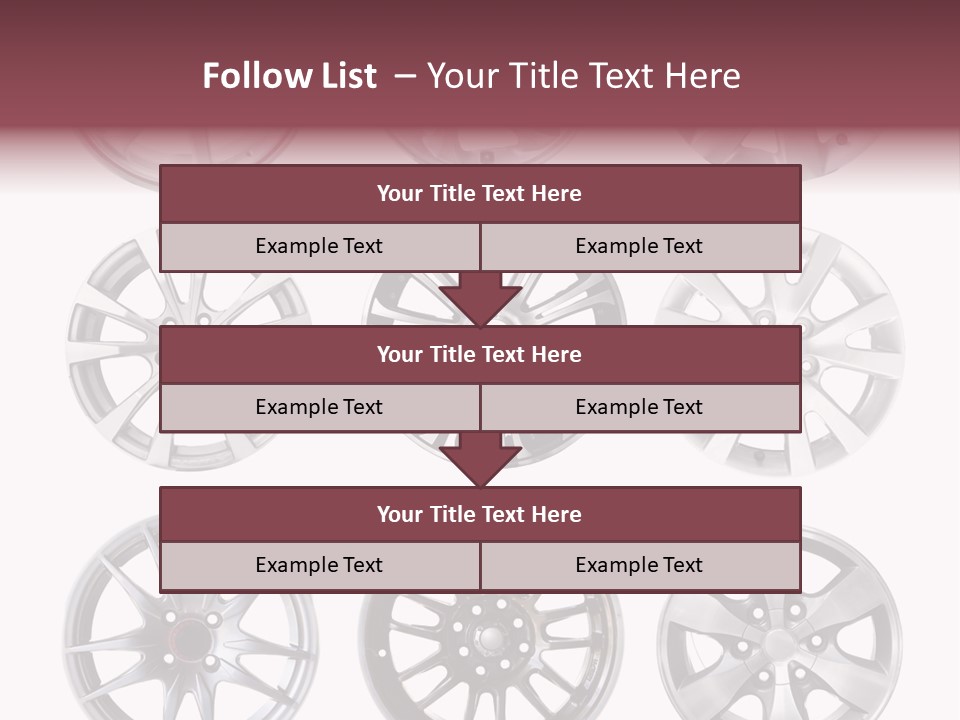 A Set Of Four Different Types Of Wheel Rims PowerPoint Template