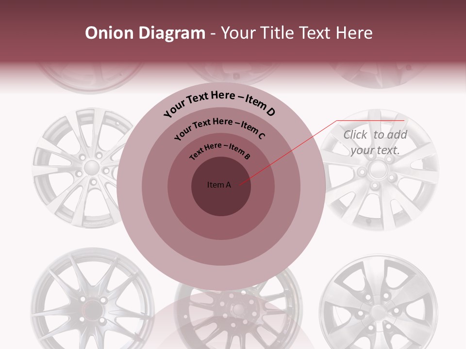 A Set Of Four Different Types Of Wheel Rims PowerPoint Template