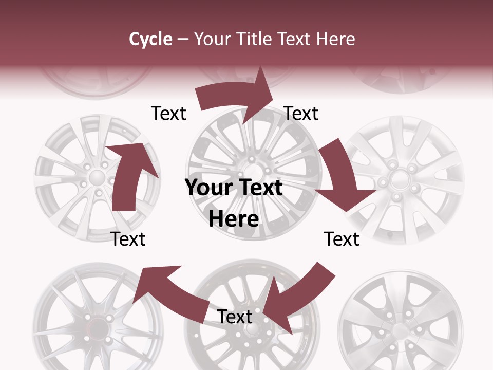 A Set Of Four Different Types Of Wheel Rims PowerPoint Template