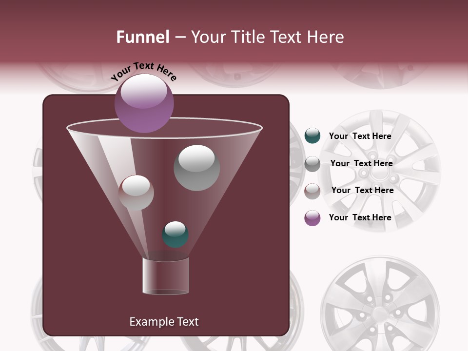 A Set Of Four Different Types Of Wheel Rims PowerPoint Template