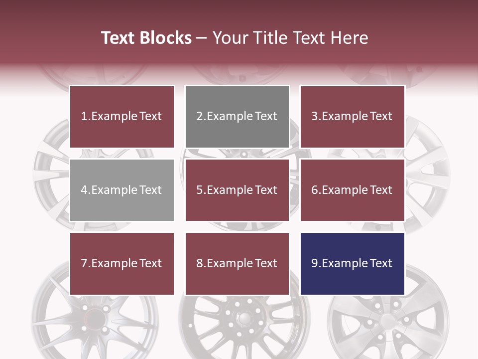 A Set Of Four Different Types Of Wheel Rims PowerPoint Template