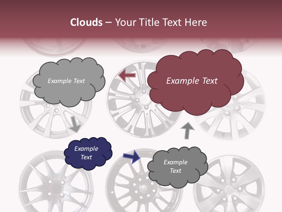 A Set Of Four Different Types Of Wheel Rims PowerPoint Template