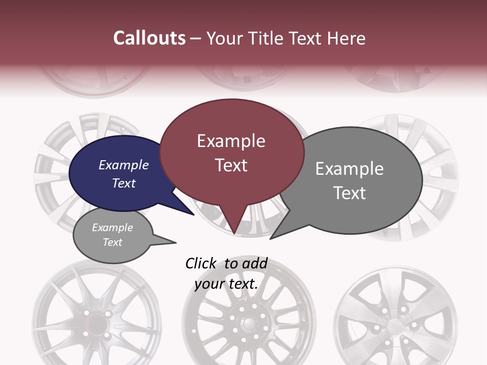A Set Of Four Different Types Of Wheel Rims PowerPoint Template