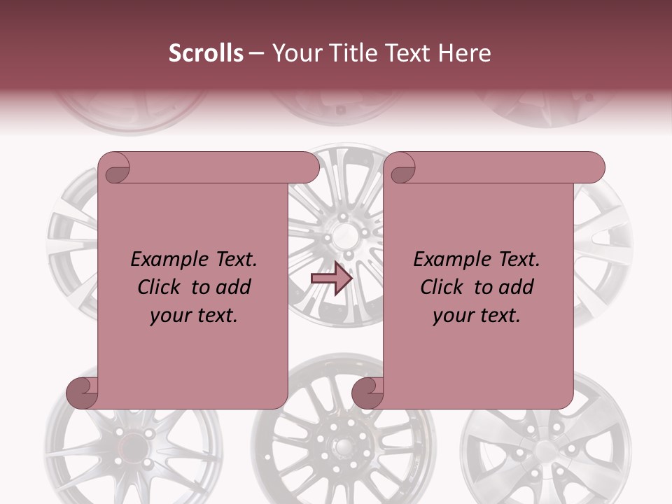 A Set Of Four Different Types Of Wheel Rims PowerPoint Template