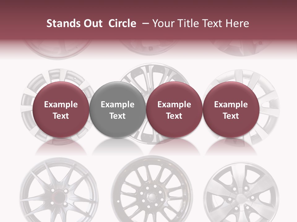 A Set Of Four Different Types Of Wheel Rims PowerPoint Template