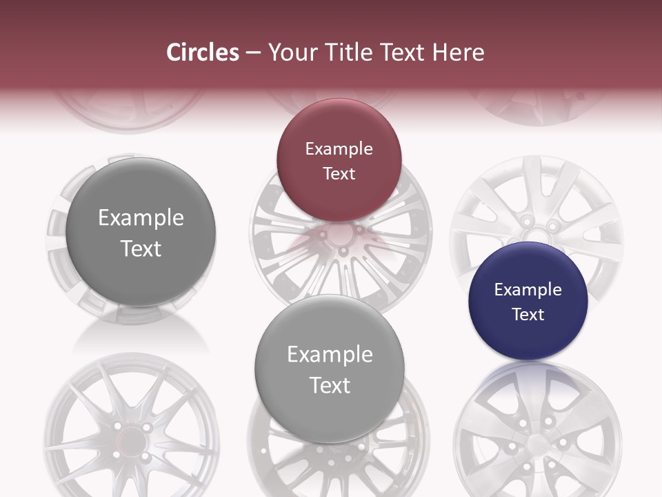 A Set Of Four Different Types Of Wheel Rims PowerPoint Template