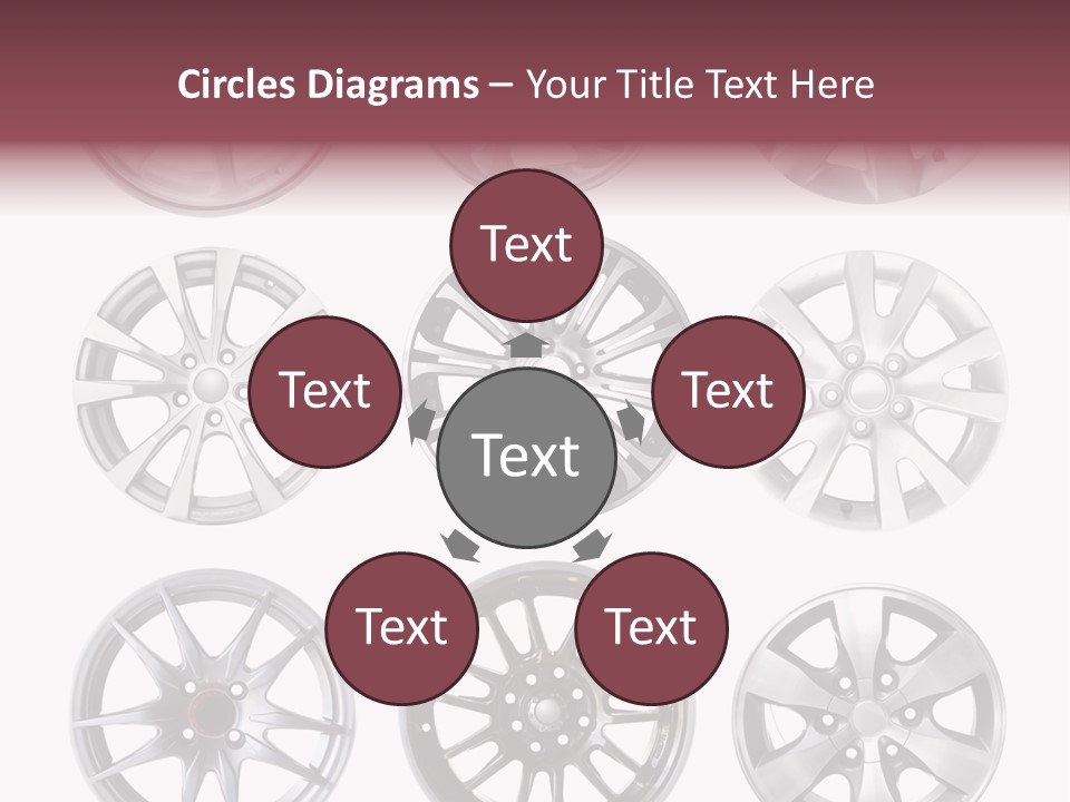A Set Of Four Different Types Of Wheel Rims PowerPoint Template