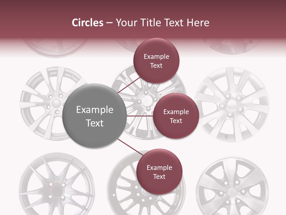 A Set Of Four Different Types Of Wheel Rims PowerPoint Template