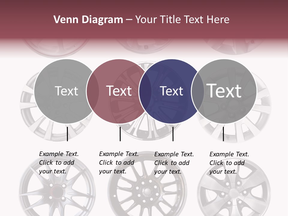 A Set Of Four Different Types Of Wheel Rims PowerPoint Template