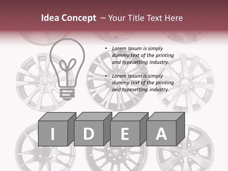 A Set Of Four Different Types Of Wheel Rims PowerPoint Template