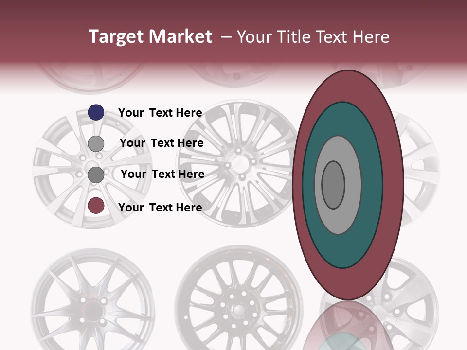 A Set Of Four Different Types Of Wheel Rims PowerPoint Template