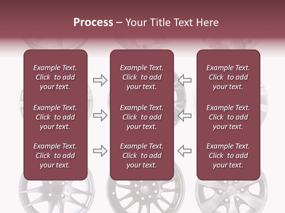 A Set Of Four Different Types Of Wheel Rims PowerPoint Template