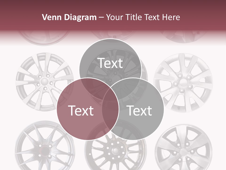 A Set Of Four Different Types Of Wheel Rims PowerPoint Template