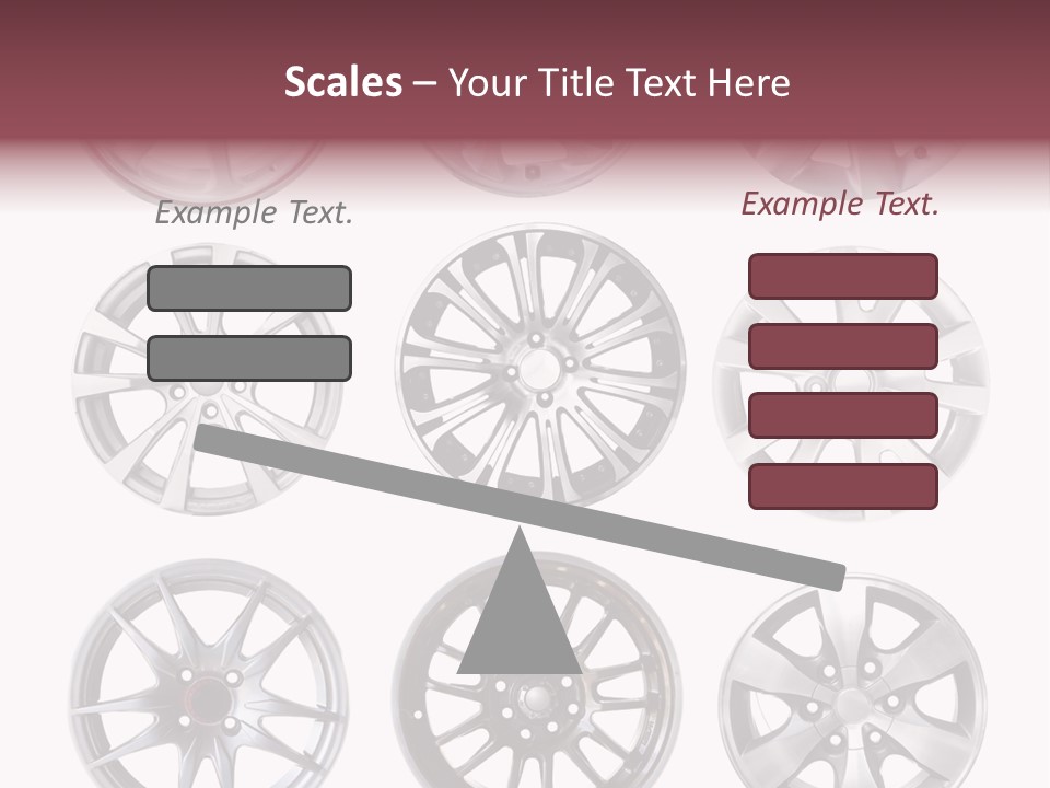 A Set Of Four Different Types Of Wheel Rims PowerPoint Template