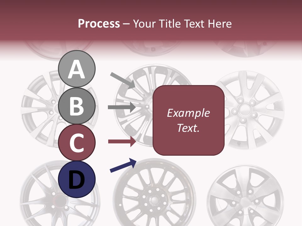 A Set Of Four Different Types Of Wheel Rims PowerPoint Template