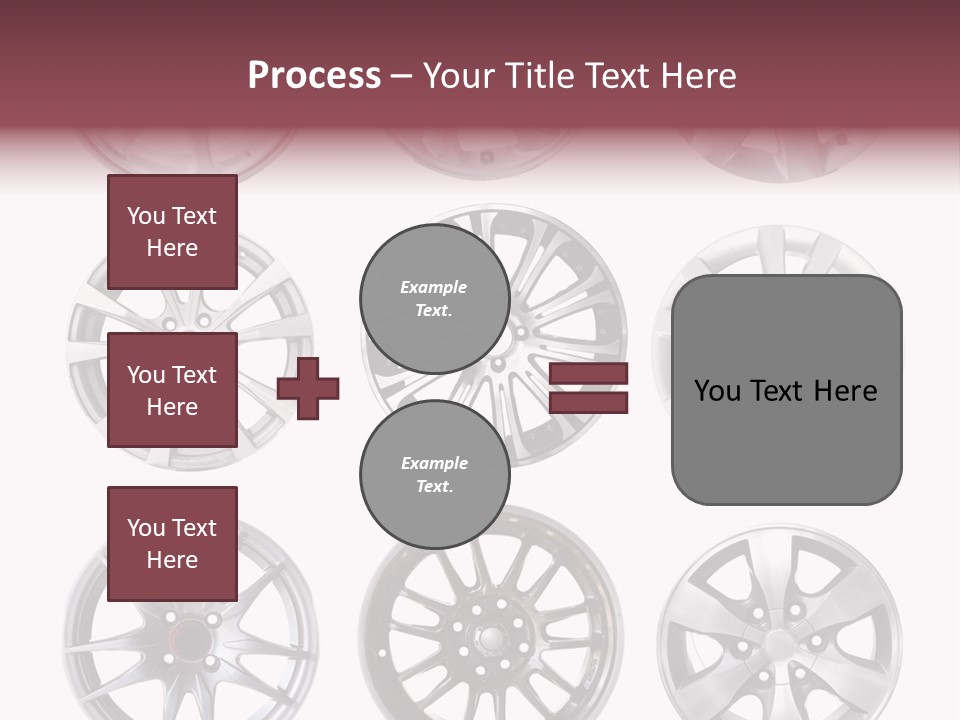 A Set Of Four Different Types Of Wheel Rims PowerPoint Template