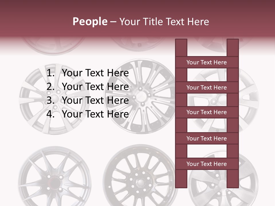 A Set Of Four Different Types Of Wheel Rims PowerPoint Template