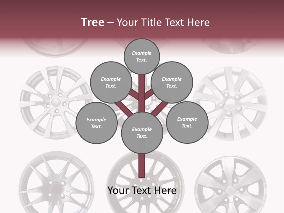 A Set Of Four Different Types Of Wheel Rims PowerPoint Template