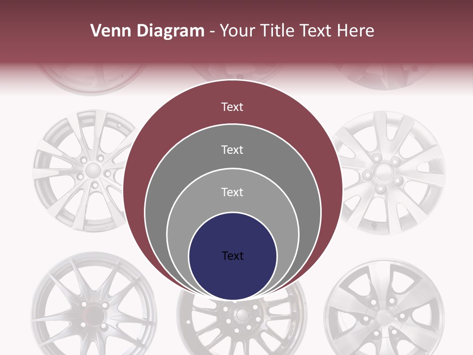 A Set Of Four Different Types Of Wheel Rims PowerPoint Template