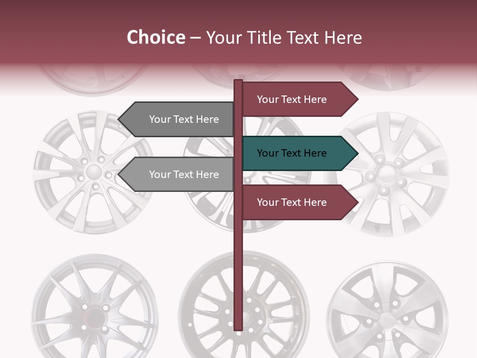 A Set Of Four Different Types Of Wheel Rims PowerPoint Template