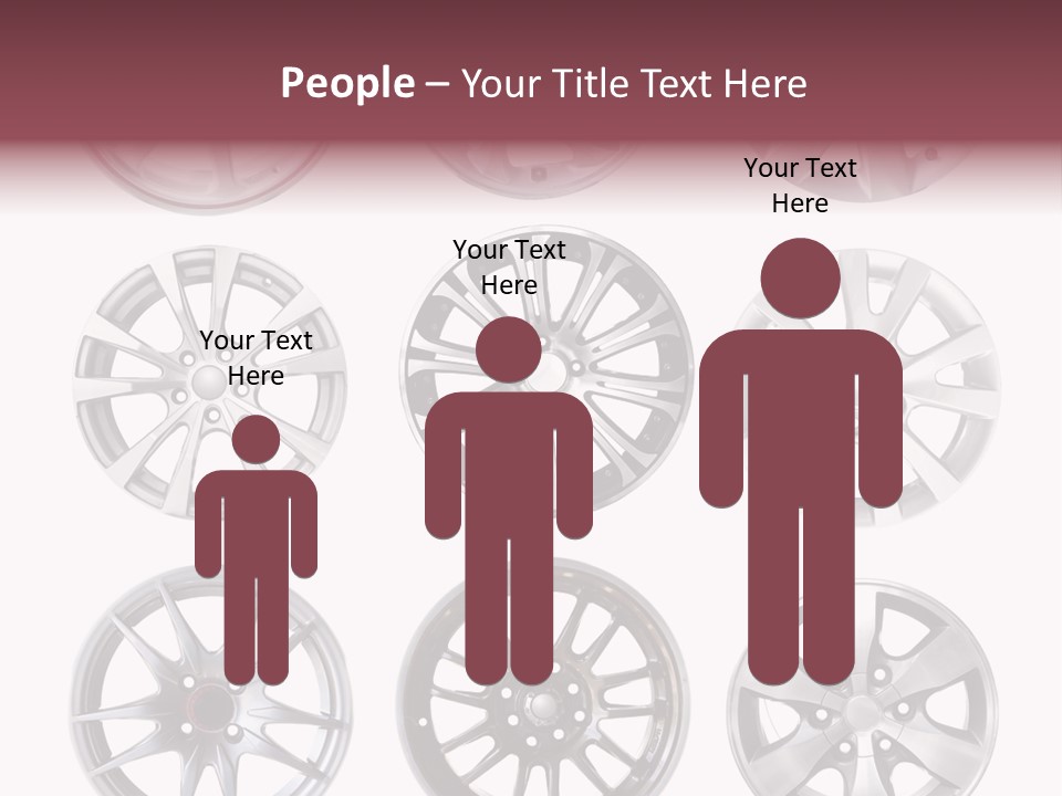 A Set Of Four Different Types Of Wheel Rims PowerPoint Template