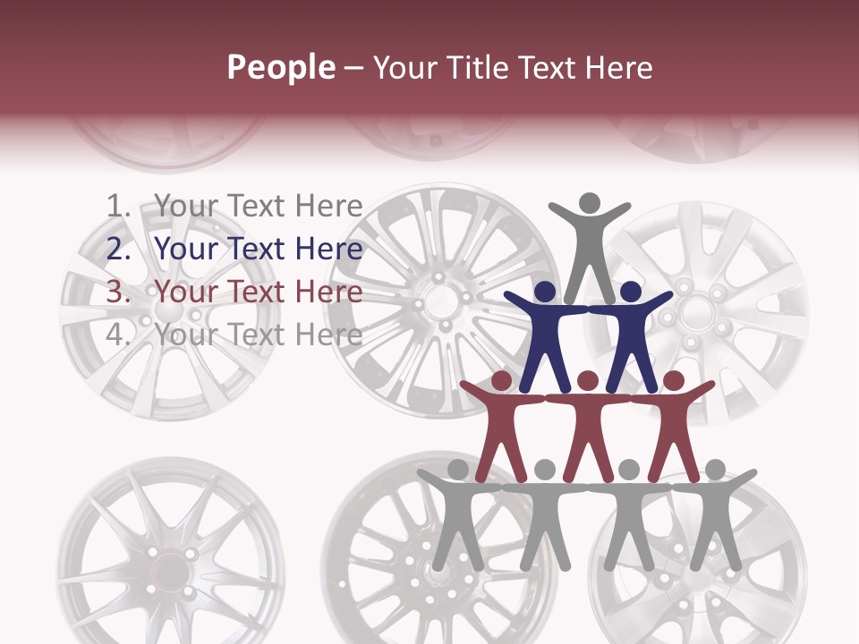 A Set Of Four Different Types Of Wheel Rims PowerPoint Template