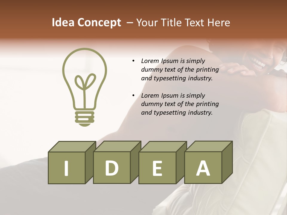 A Shirtless Man Is Sitting On A Couch PowerPoint Template