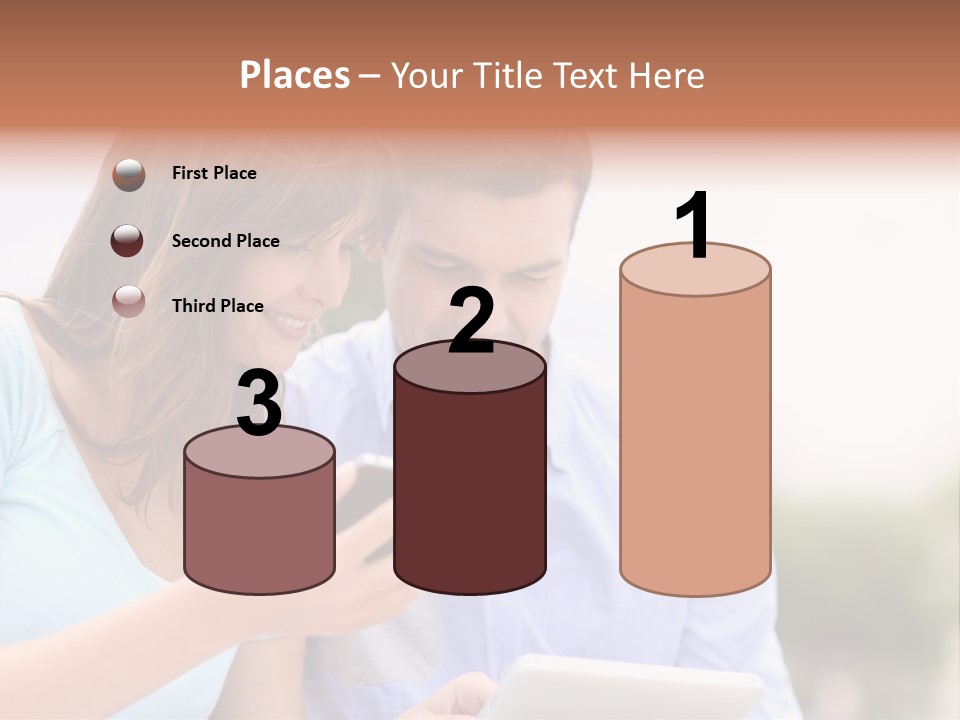 A Man And Woman Looking At A Cell Phone PowerPoint Template