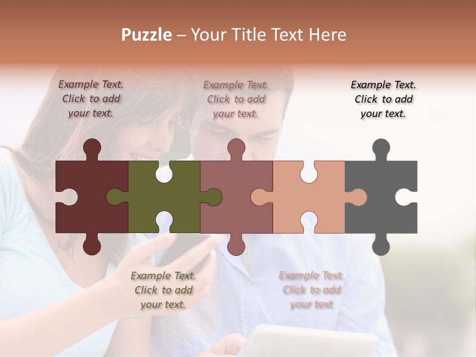 A Man And Woman Looking At A Cell Phone PowerPoint Template