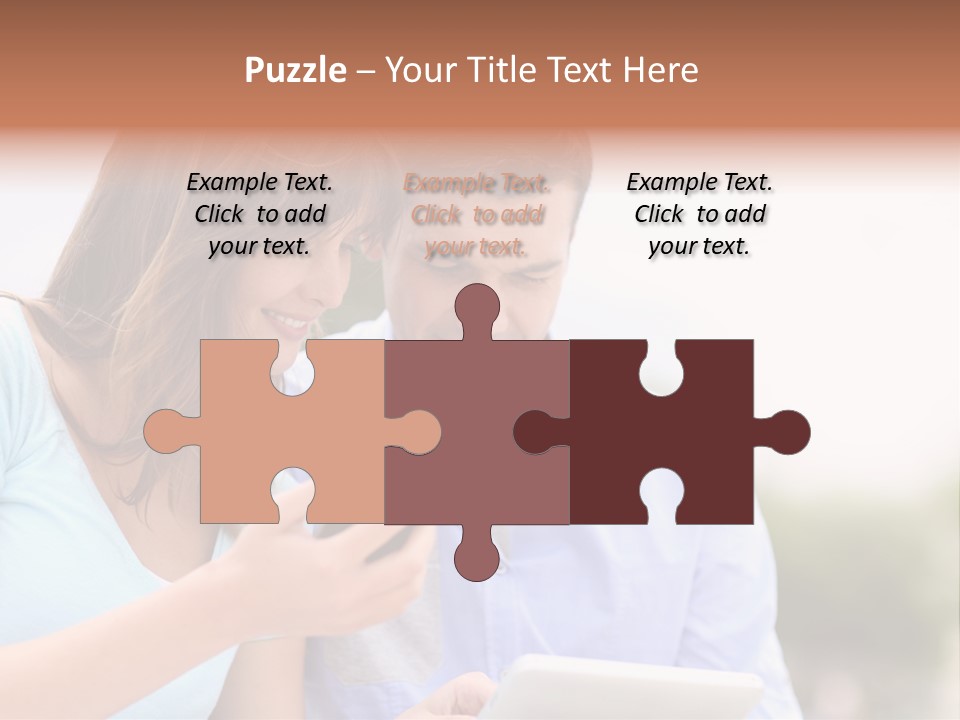 A Man And Woman Looking At A Cell Phone PowerPoint Template